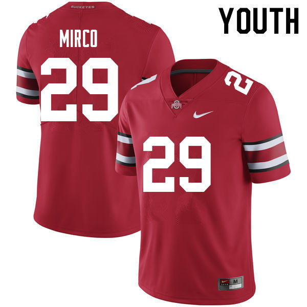 Youth Ohio State Buckeyes #29 Jesse Mirco Red Authentic College Stitched Football Jersey 23KB045KR